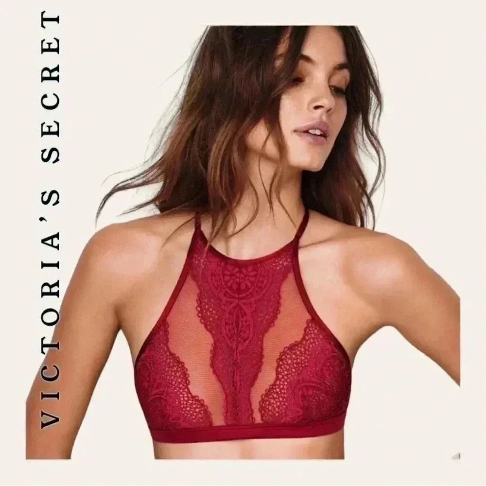 0906. Body BY VICTORIA’S SECRET BRALETTE DARK‎ RED IN COLOR LACE SIZE MEDIUM